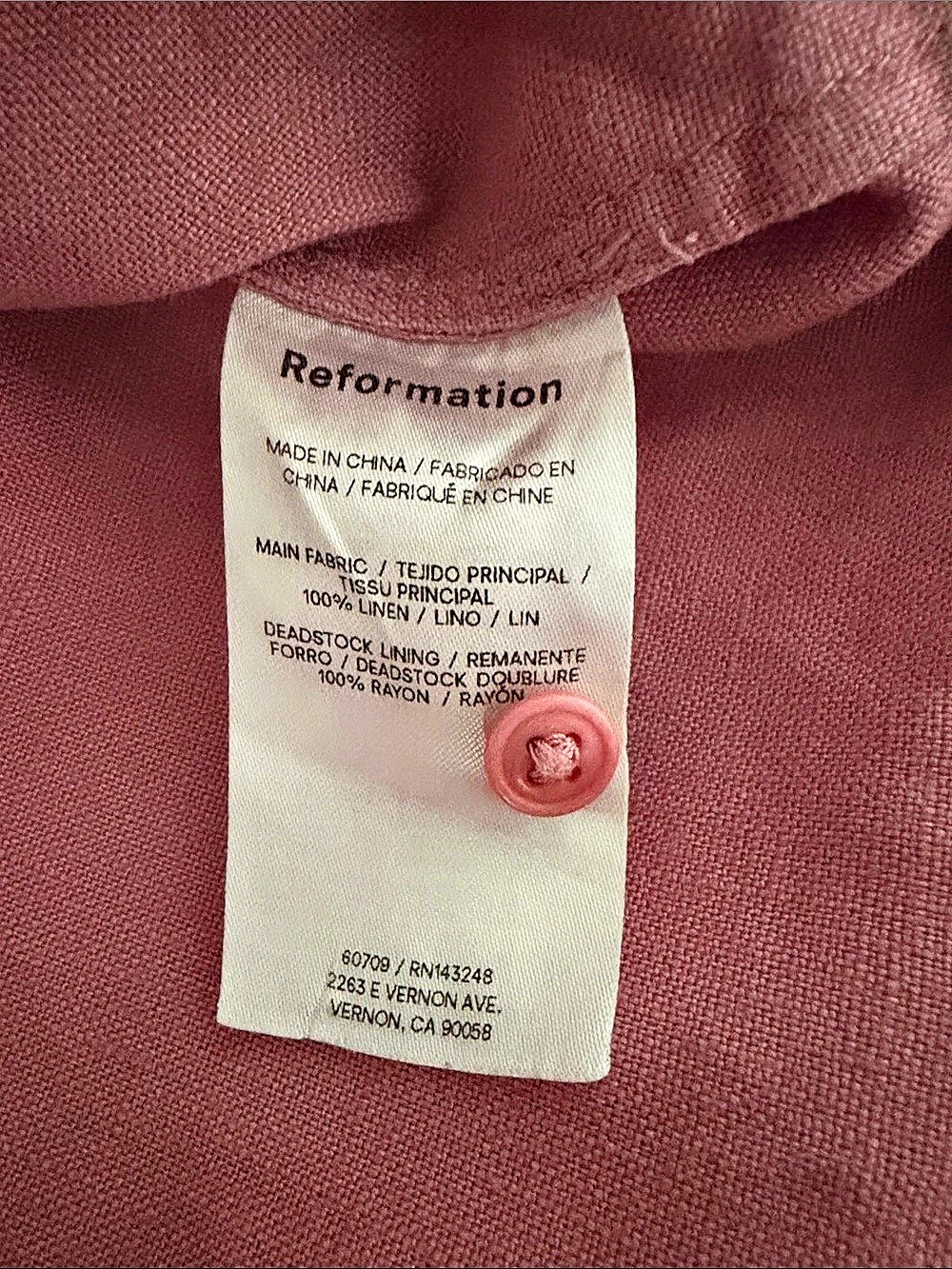 Reformation Andy Oversized Linen Shirt Rose Petals Size Small - Picture 4 of 5